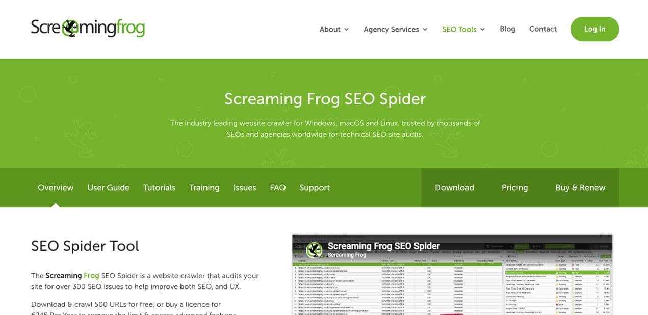 Page de Screaming Frog SEO Spider, logiciel installé sur ordinateur qui explore une boutique en ligne et relève ses erreurs techniques et ses données structurées
